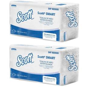 Kit 2 Papel Toalha Scott 2 Dobras 21,5X19,2Cm 1000
