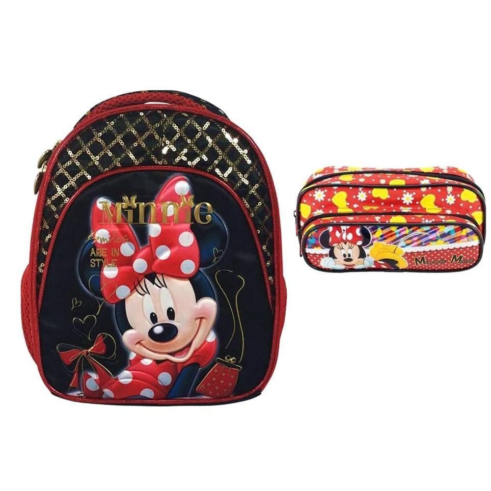 Kit Escolar Minnie Mouse Lancheira Térmica + Estojo