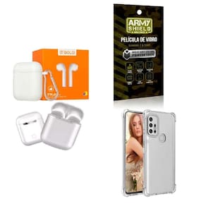Kit Fone Sem Fio + Capinha Motorola G10 + Película 3D