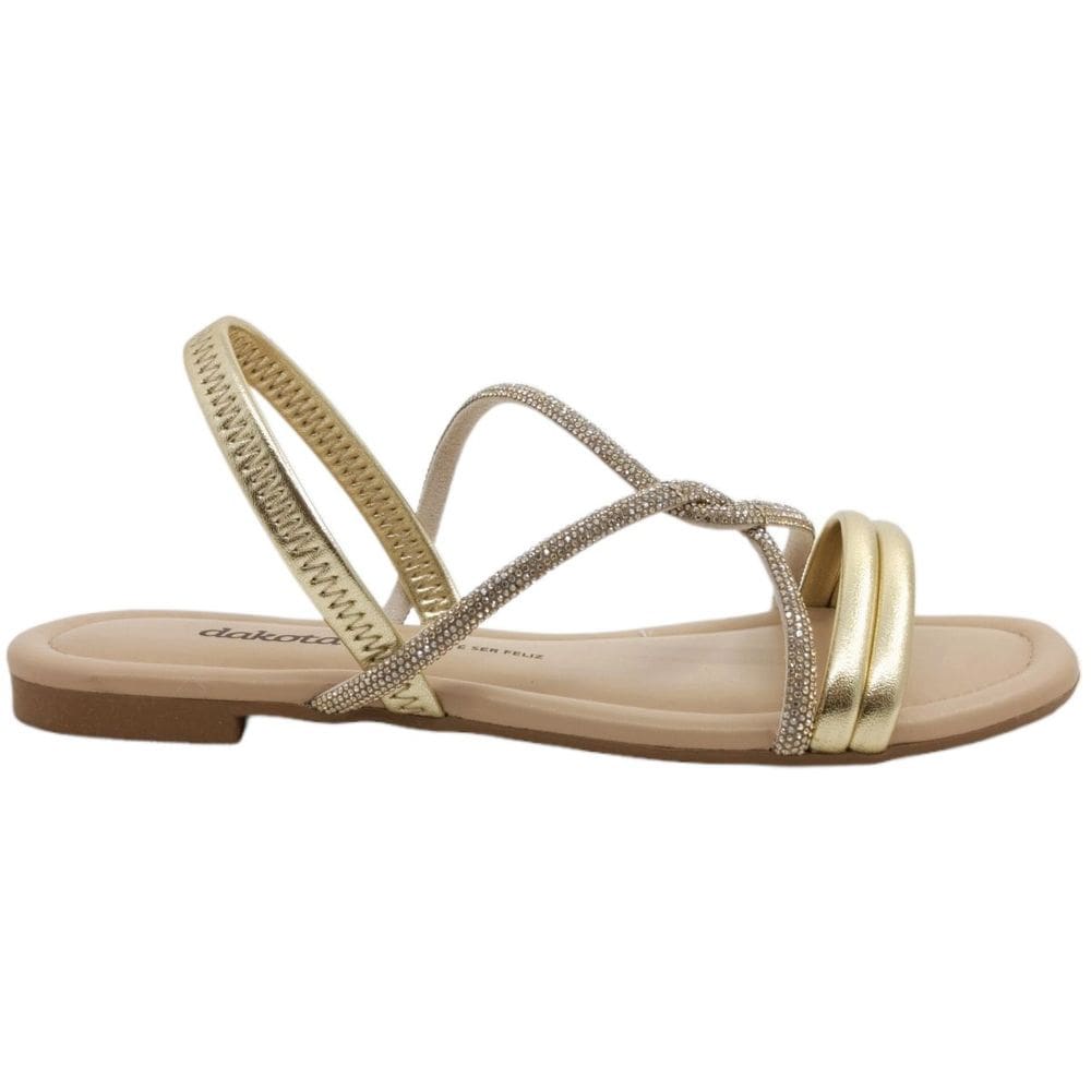 Sandália Rasteira Feminina Casual Dia a Dia Calce Fácil com Strass Dakota Y6977