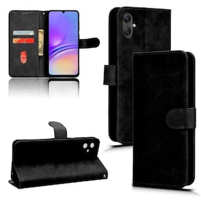 Capinha Carteira Flip P/Samsung A05 Com Porta Cartão - Preta