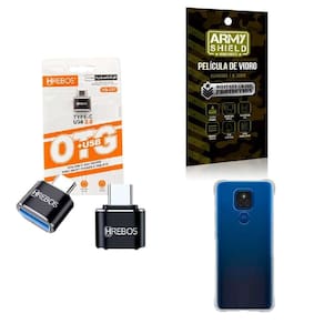 Kit Usb Para Tipo C + Capinha Motorola E7 Plus + Película 3D