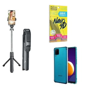 Kit Tripé De Selfie + Capinha Samsung M12 + Película 9D