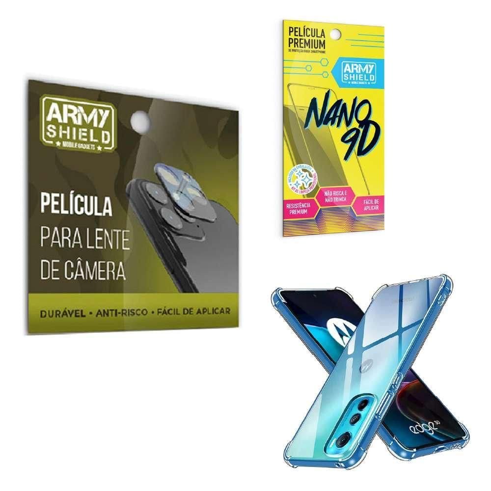 Película De Câmera E Tela Moto Edge 30 + Capinha Anti Shock