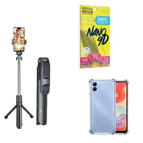 Kit Tripé De Selfie + Capinha Samsung A04 E + Película 9D