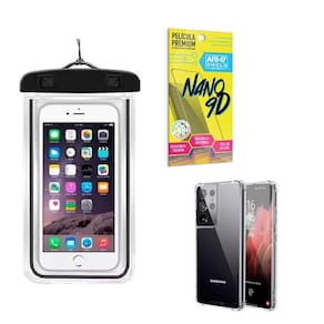 Capinha S21 Ultra + Capa A Prova Dágua + Película Nano 9D