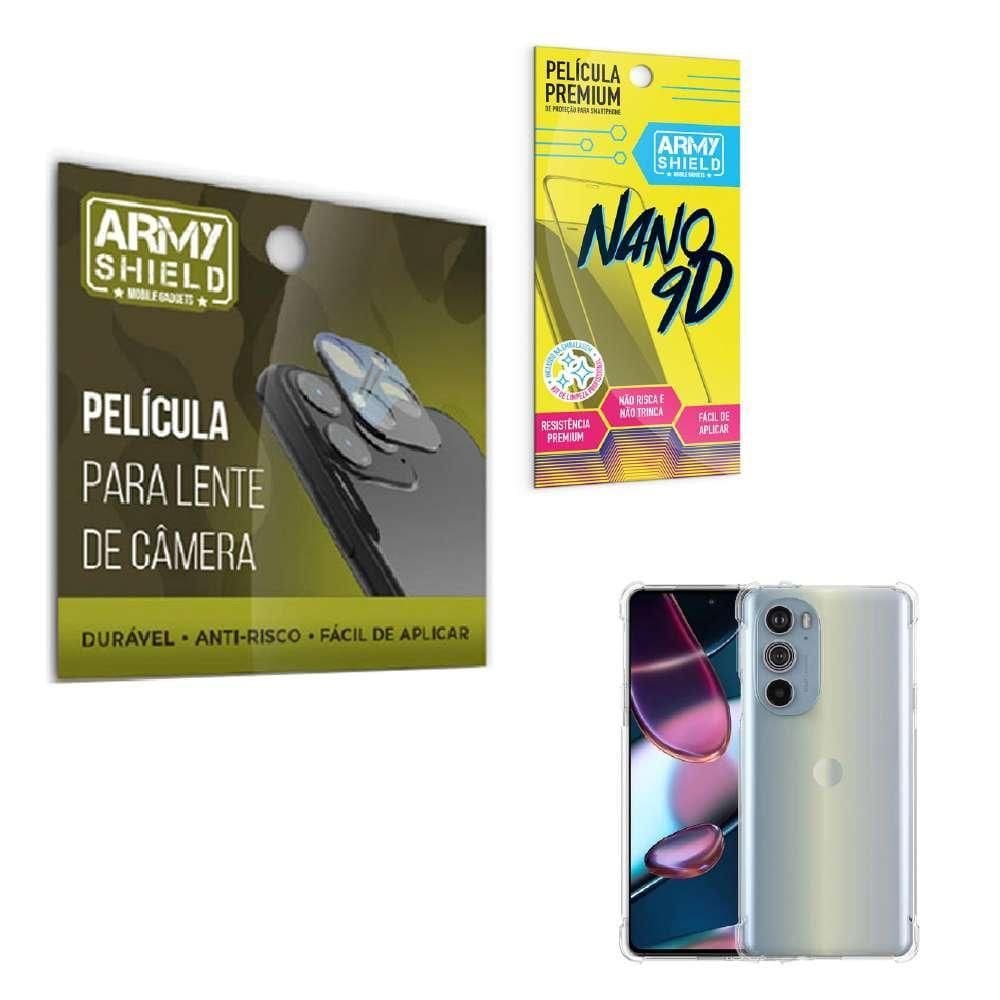 Película De Câmera E Tela Moto Edge 30 Pro + Capa Anti Shock