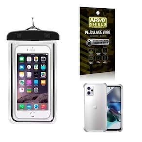 Capa A Prova D`Água Moto G23 + Capa Anti Shock + Película 3D