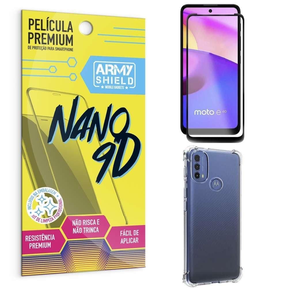 Capa Capinha Moto E40 Anti Shock + Película Nano Cerâmica 9D