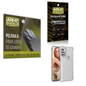 Kit Película De Câmera E Tela Moto G10 E Capinha Anti Shock