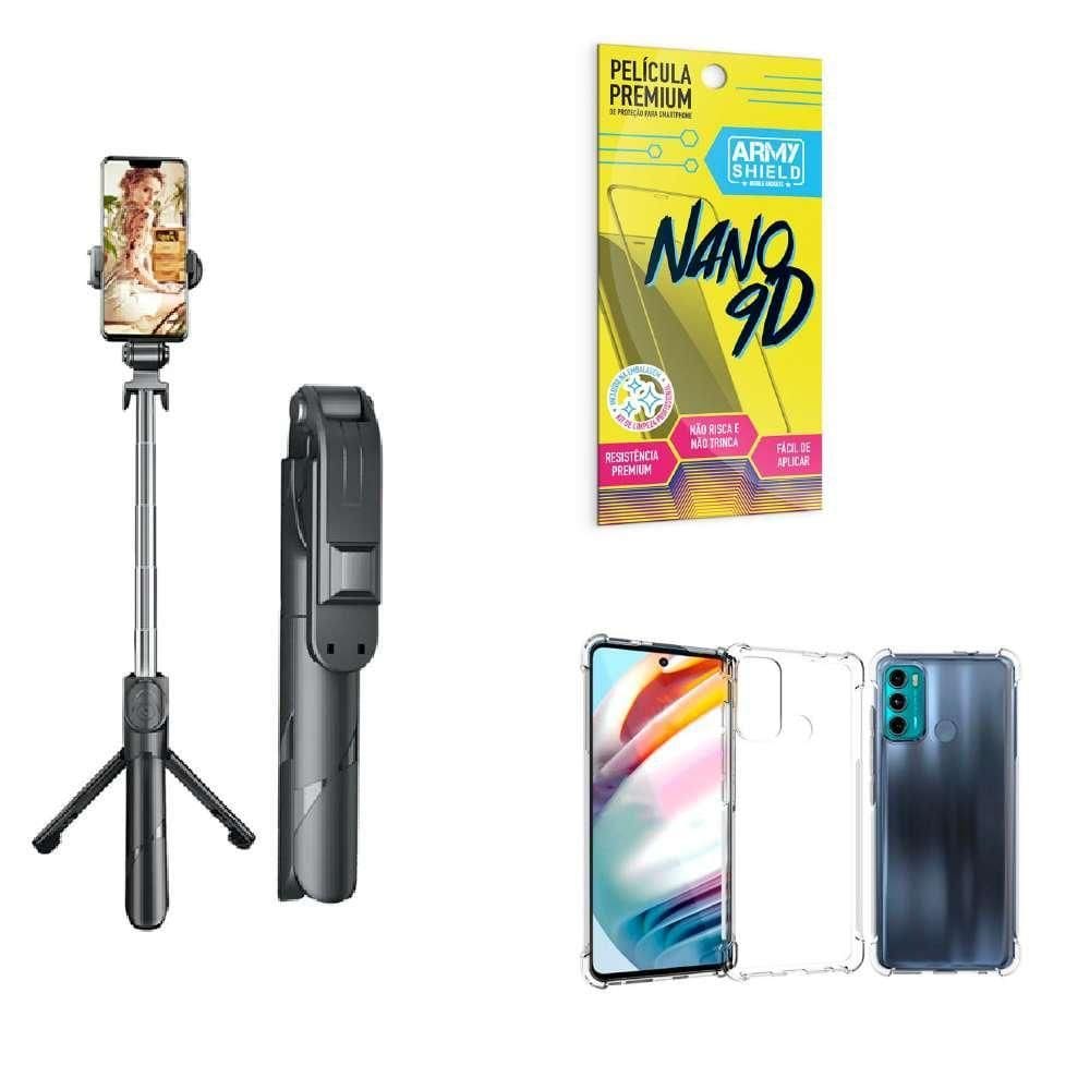Kit Tripé De Selfie + Capinha Motorola G60 + Película 9D