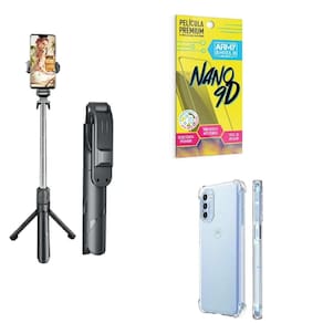 Kit Tripé De Selfie + Capinha Motorola G52 + Película 9D