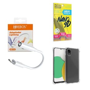 Capa Samsung A03Core + Adaptador P2 P Tipo C + Película 9D