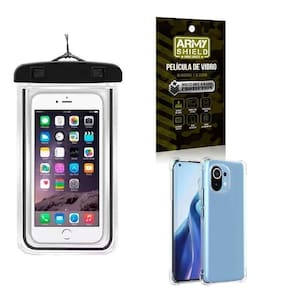 Capa Prova D`Água Mi 11 Lite + Capa Anti Shock + Película 3D