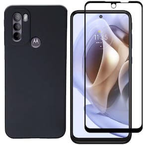 Capinha Preta Para Moto G31 + Película De Vidro 3D