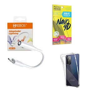 Capinha Samsung A72 + Adaptador P2 Para Tipo C + Película 9D