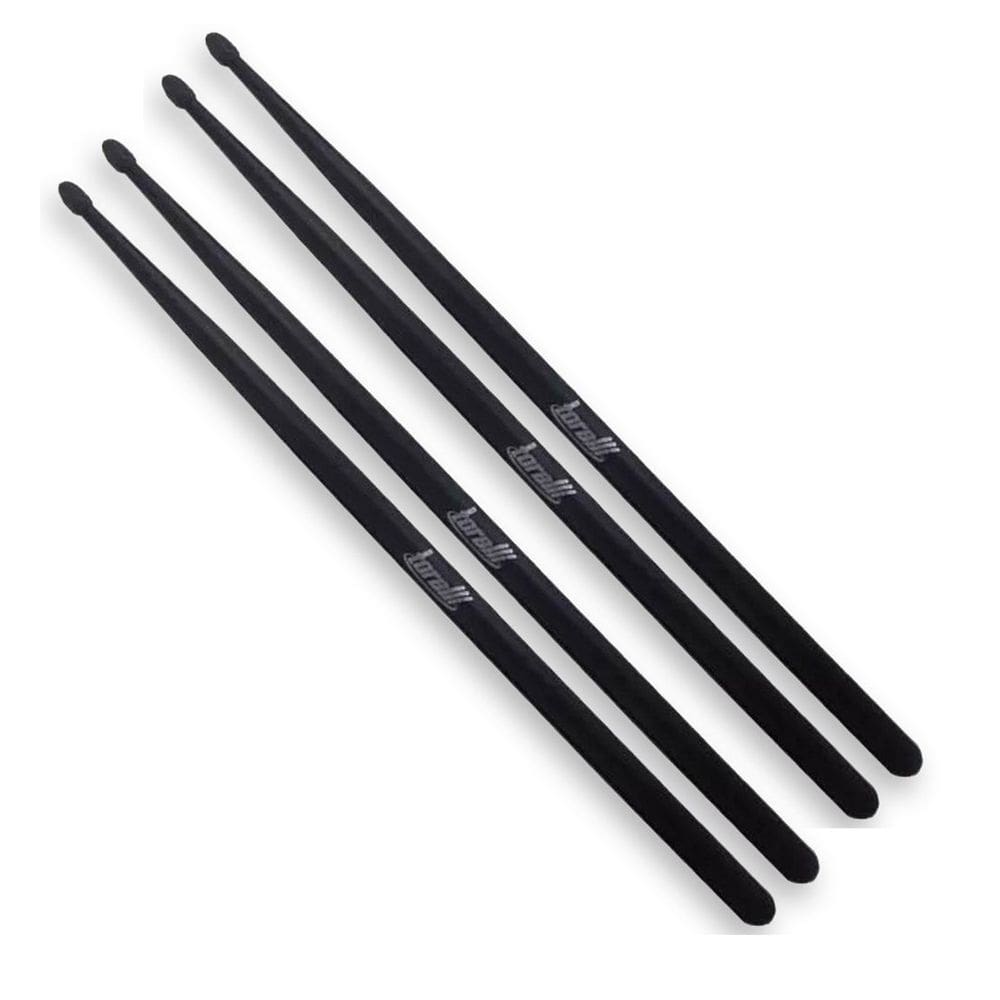 Kit Batera 2 Pares Baquetas Fibra Torelli TQ 020 Preta
