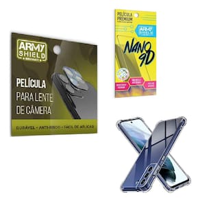 Película De Câmera E Tela Samsung S21 Fe Com Capa Anti Shock