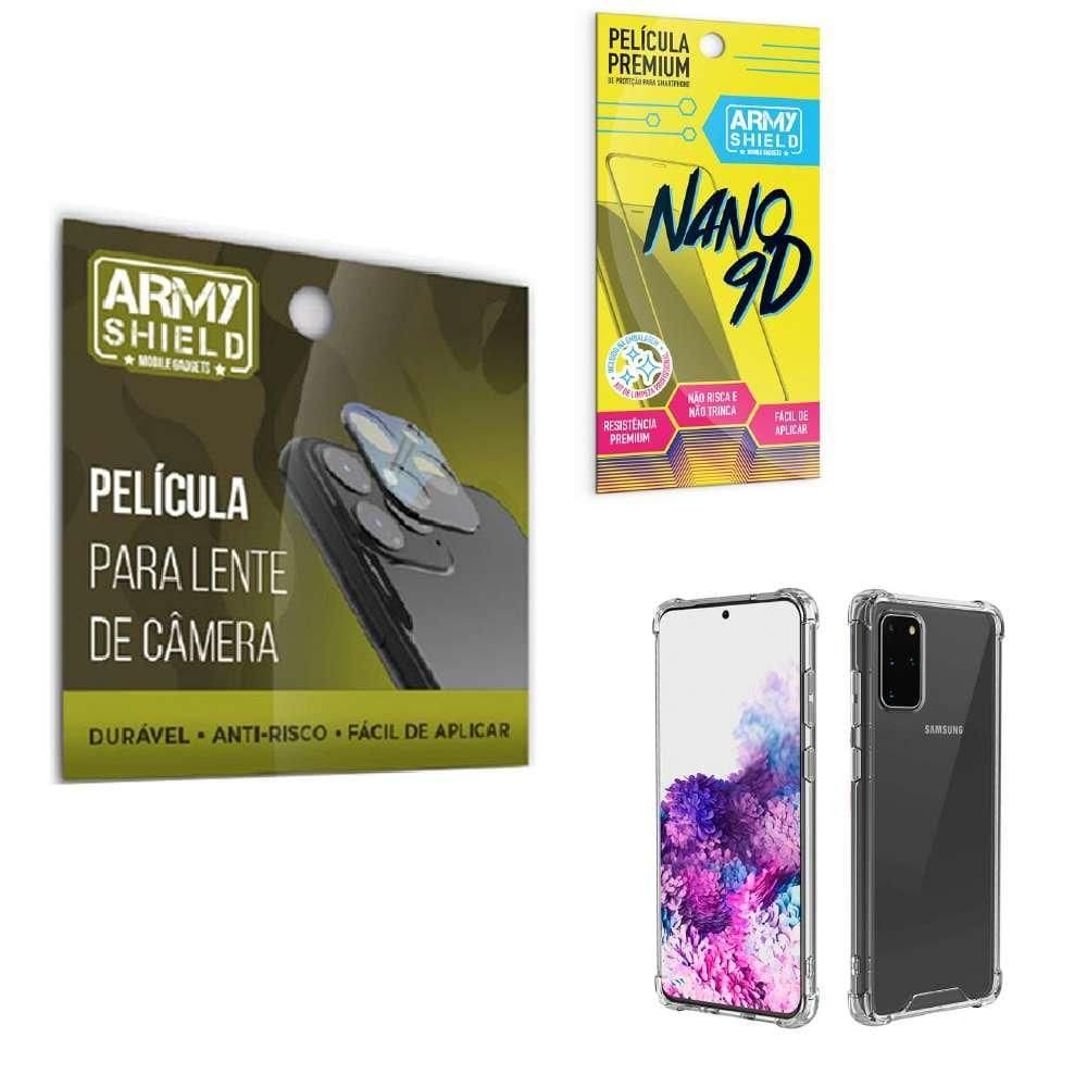 Kit Película De Câmera Samsung S20 Plus Com Capa Anti Shock