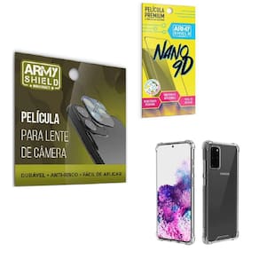 Kit Película De Câmera Samsung S20 Plus Com Capa Anti Shock