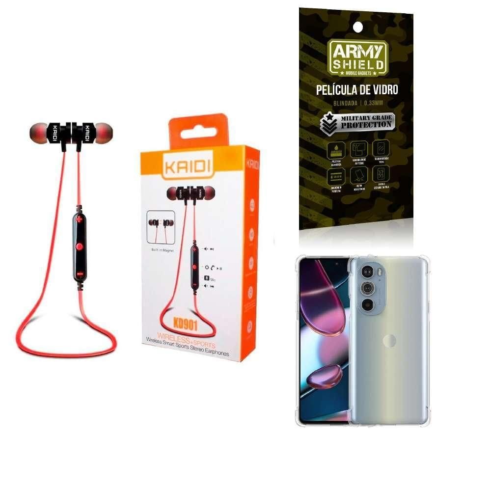 Kit Capa Motorola Edge 30 Pro + Fone Esportivo E Película 3D