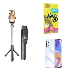 Kit Tripé De Selfie + Capinha Samsung A23 5G + Película 9D