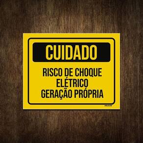 Placa Cuidado Risco De Choque Elétrico Geração Própria 18X23