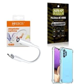 Capa Samsung A32 5G + Adaptador P2 Para Tipo C + Película 3D