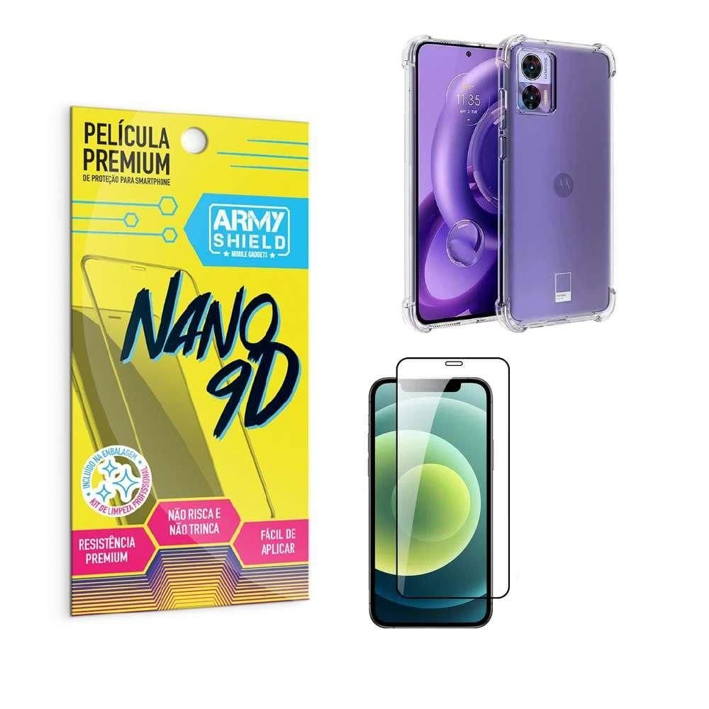 Capa Moto Edge 30 Neo Anti Shock + Película Nano Cerâmica 9D