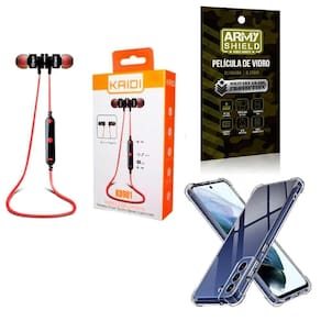 Kit Capa Samsung S21 Fe + Fone Esportivo E Película De Vidro