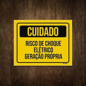 Placa Cuidado Risco De Choque Elétrico Geração Própria 18X23