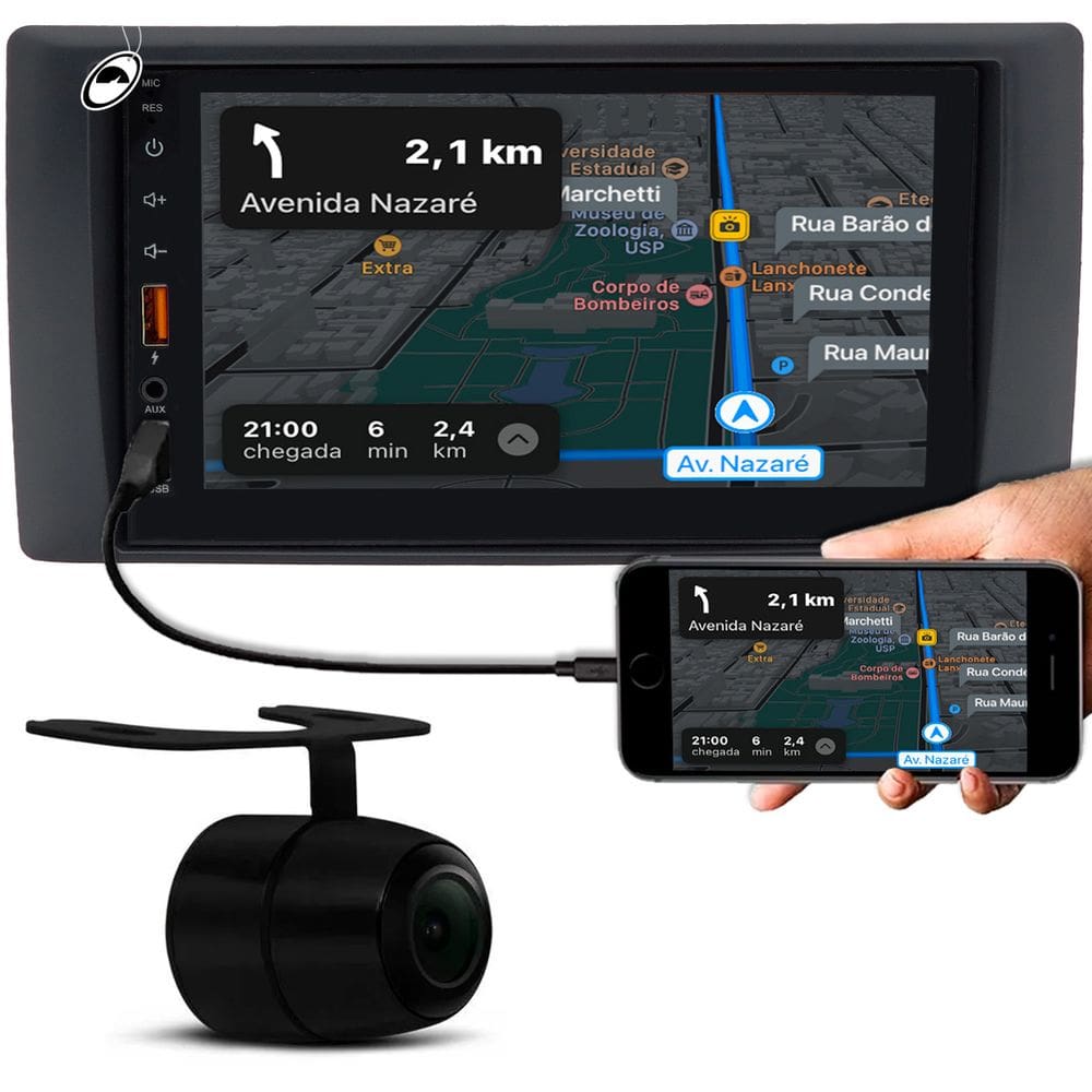 Multimidia 7" Polegadas S10 e Blazer Pitbull 2001 a 2011 Android Auto CarPlay + Câmera de Ré