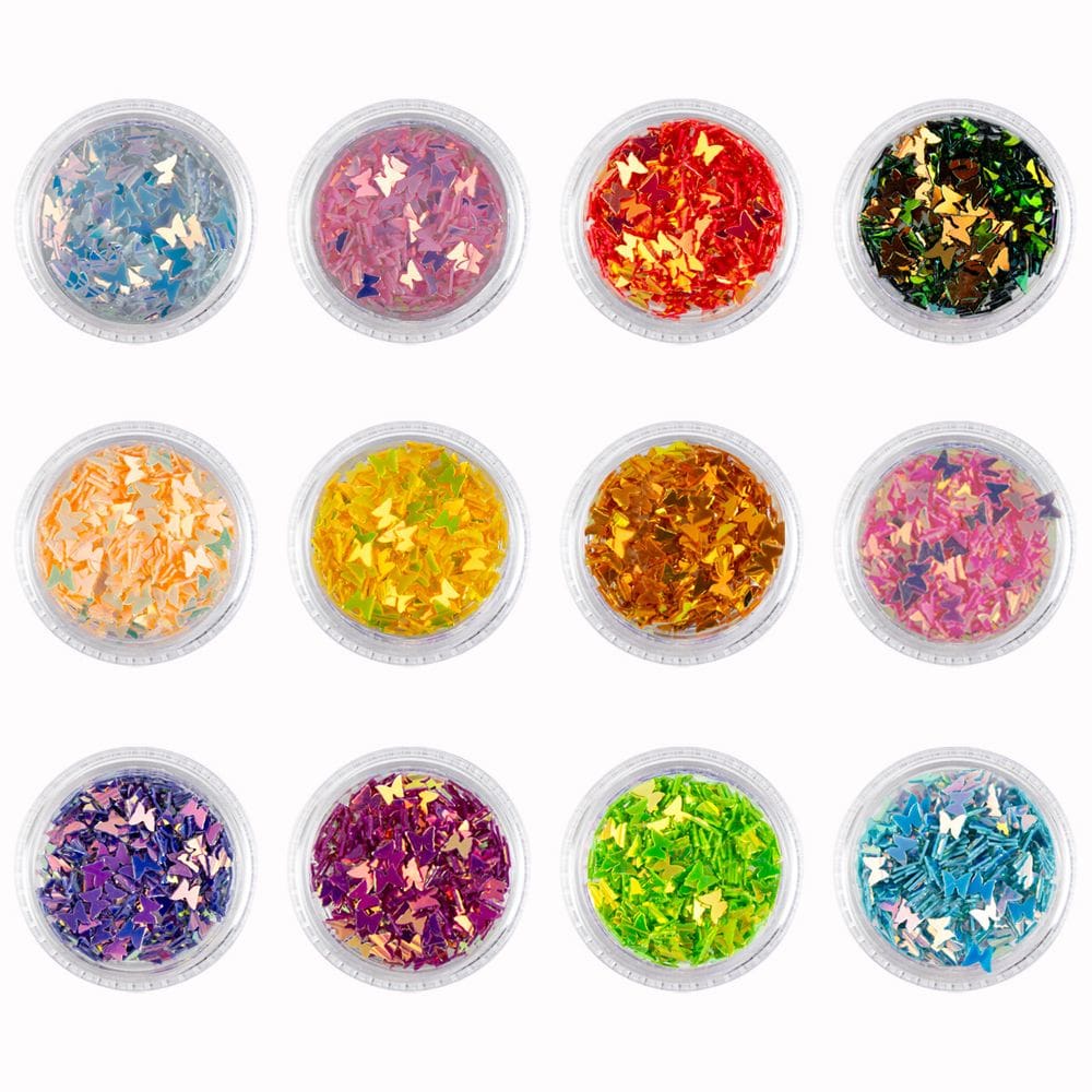 Kit 12 Borboletas Encapsulada Decoração Unhas Gel Colorido