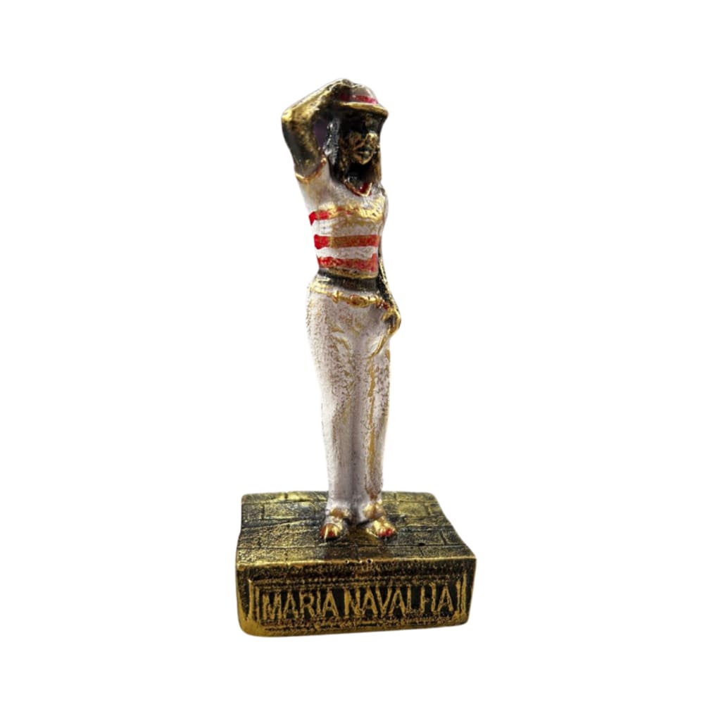 Escultura Maria Navalha Dourada Envelhecida Resina 9,50 cm