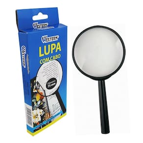 Lupa 3x 75mm Preto com Cabo - 7,5x1,5x15,5 cm