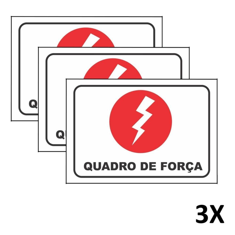 Kit 3 Placa Sinalização Portas Quadro De Força 19,5Cmx14Cm
