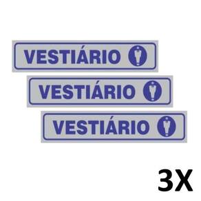 Placas Sinalização PVC 25x5cm Vestiário Masculino - Kit 3und