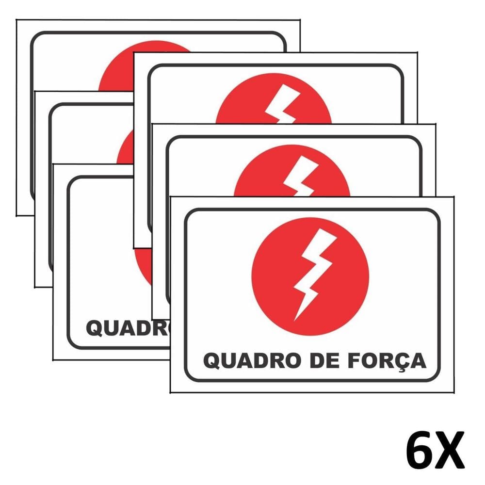 Kit 6 Placa Sinalização Portas Quadro De Força 19,5Cmx14Cm