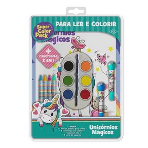 Livro Ler E Colorir Super Color Pack Unicórnios Mágicos Dcl