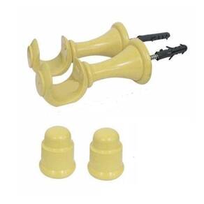 Kit 2 Suporte Para Varão Cortina Com Ponteira 19Mm Marfim