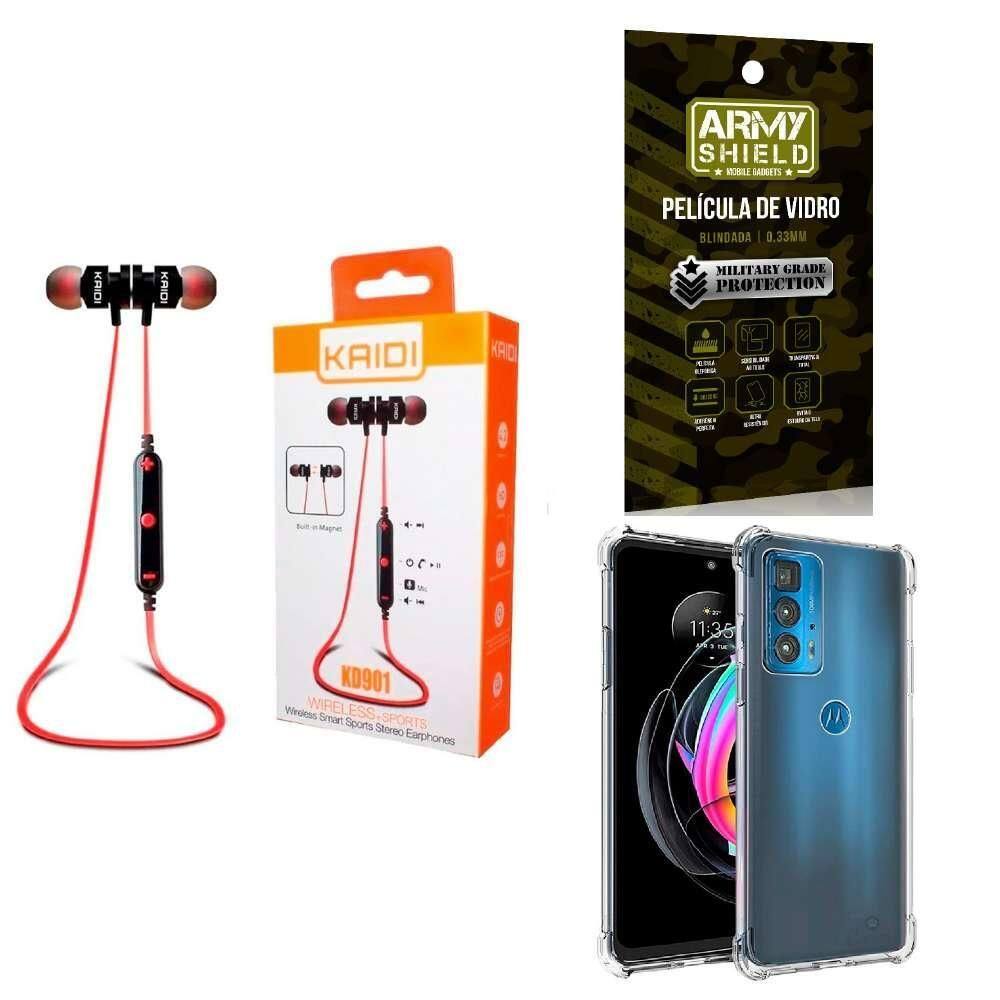 Kit Capa Motorola Edge 20 Pro + Fone Esportivo E Película 3D