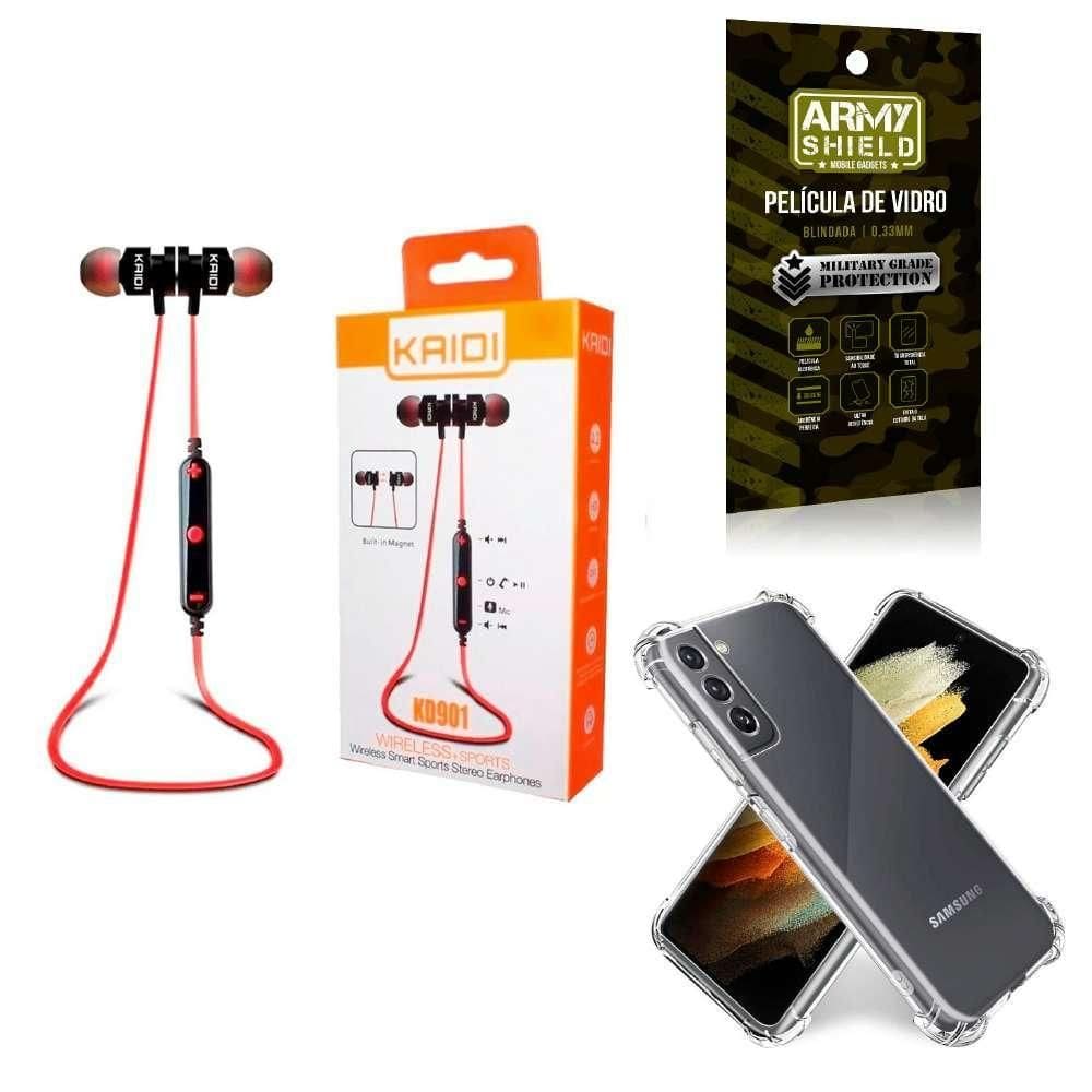 Capa Samsung S21 Plus + Fone Esportivo E Película De Vidro