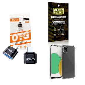 Kit Usb Para Tipo C + Capinha Samsung A03 Core + Película 3D
