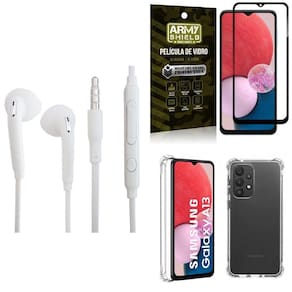 Kit Capinha Samsung A13 4G + Fone De Ouvido P2 + Película
