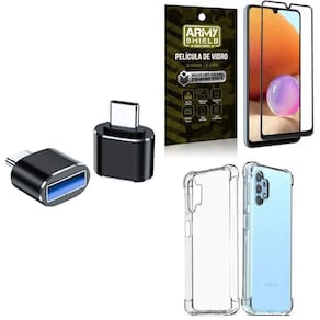 Capa Samsung A32 4G + Adaptador Otg Tipo C/Usb + Película 3D