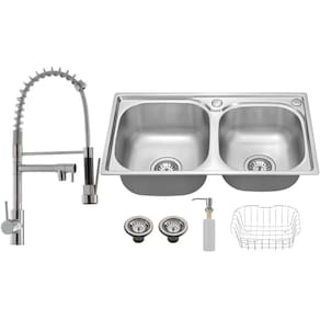 Kit Cuba Dupla Gourmet em Aço Inox + Torneira Gourmet Monocomando Vip