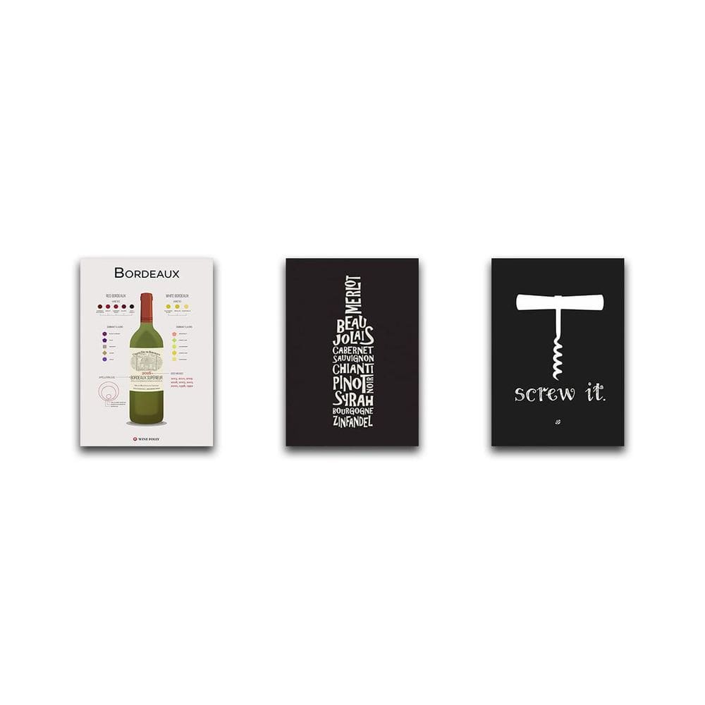 Kit 3 Placas Decorativas De Vinho Bebida Decoração Mdf