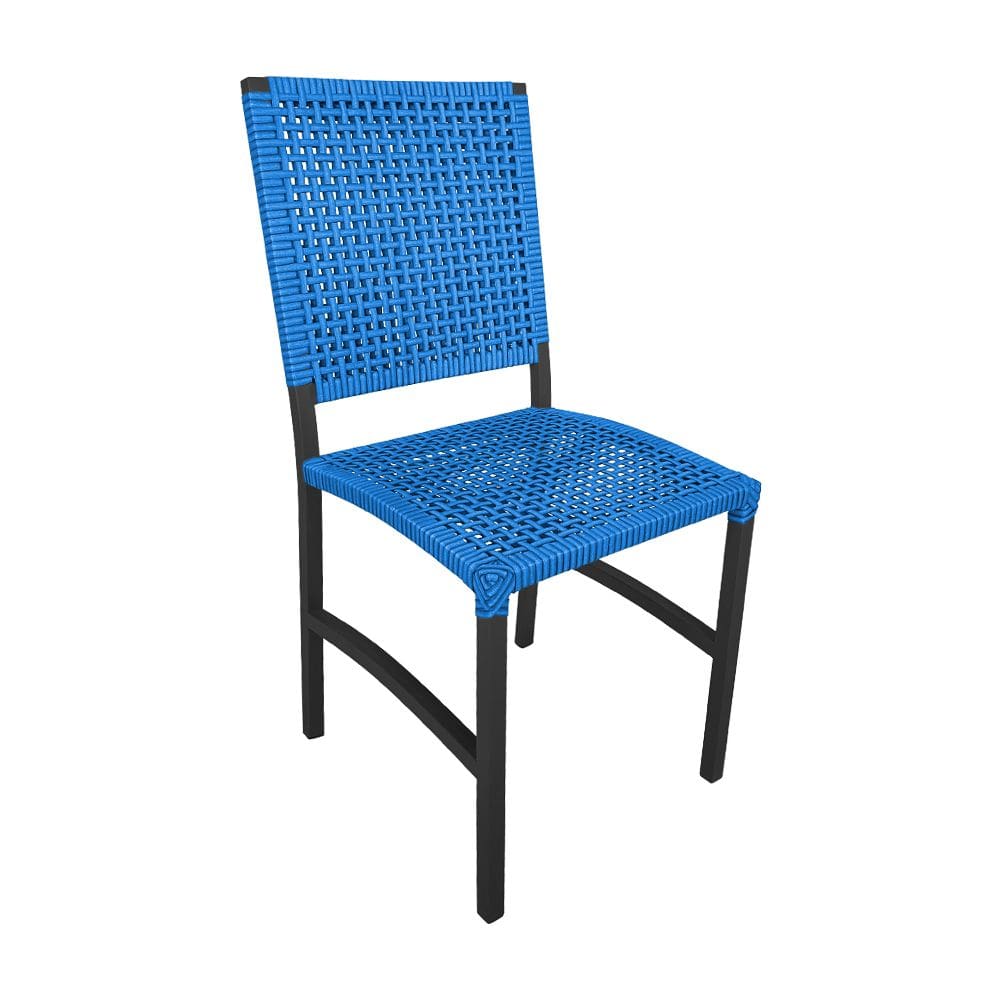 Cadeira Deck Alumínio Junco Sintético Azul Unicolor