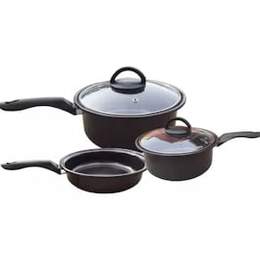 Jogo Panelas 3 Peças Cerâmica Indução Cooktop Gás Elétrico