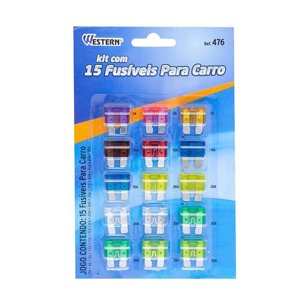 Kit Com 15 Fusíveis Para Carro Western